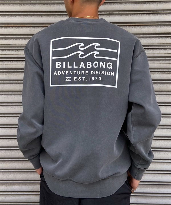 BILLABONG ビラボン メンズ トレーナー クルーネック スウェット ヴィンテージ風 バックプリント 薄手 サイドポケット BE011-002