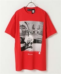DEAR LAUREL ディアローレル メンズ 半袖Tシャツ ルーズシルエット フォトプリントTシャツ D22S2107(RED-L)