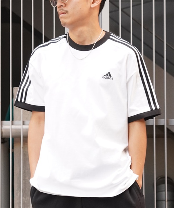 【マトメガイ対象】adidas アディダス メンズ 半袖 Tシャツ 3ST スリーストライプス ルーズフィット JUH48