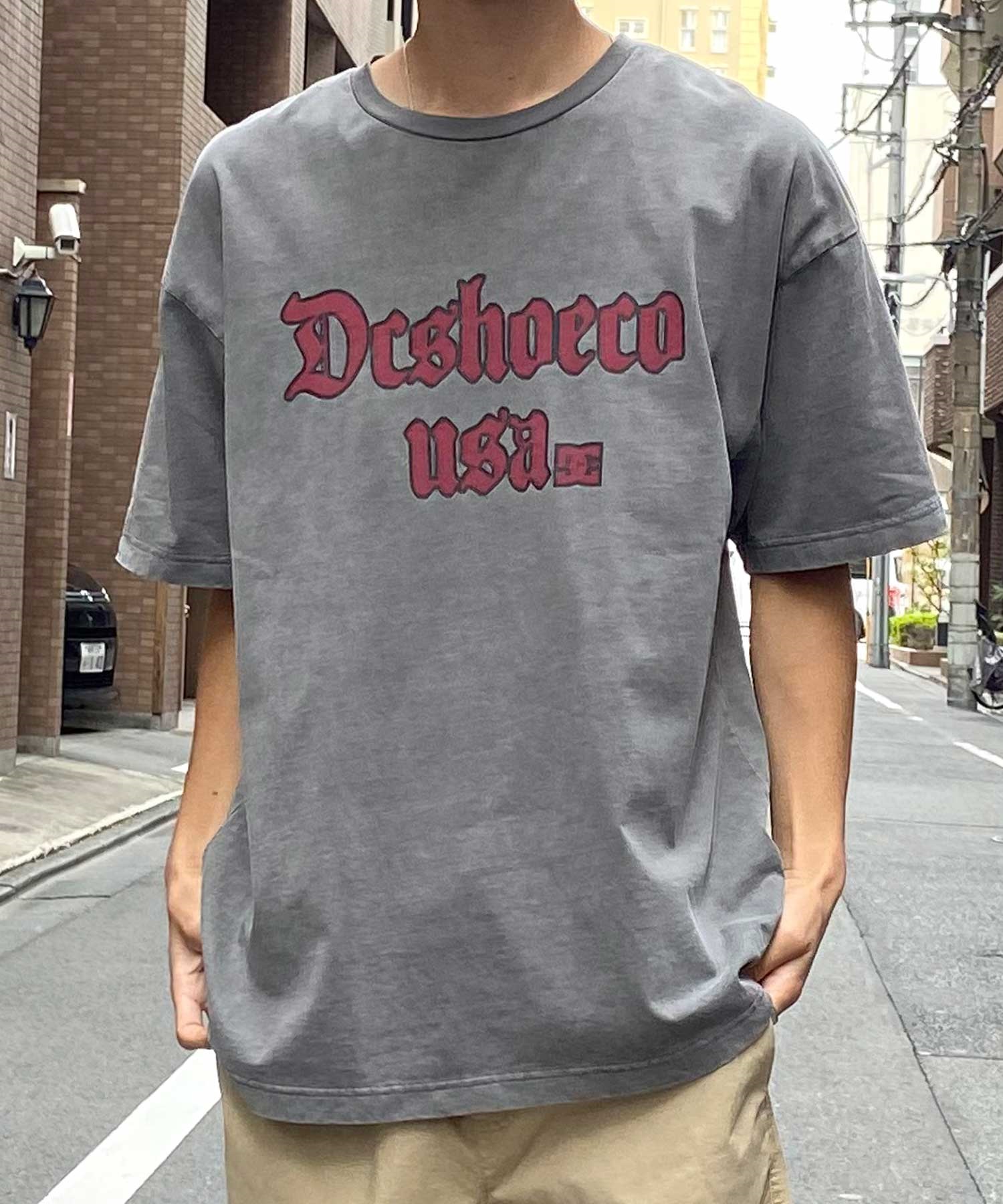 DC ディーシー メンズ 半袖 Tシャツ ドロップショルダー ピグメント加工 DST242014(GRD-M)