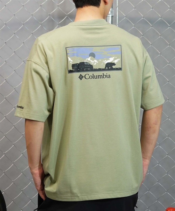 【マトメガイ対象】【ムラサキスポーツ限定】columbia コロンビア メンズ オーバーサイズ Tシャツ 半袖T UVケア バックプリント PM4502