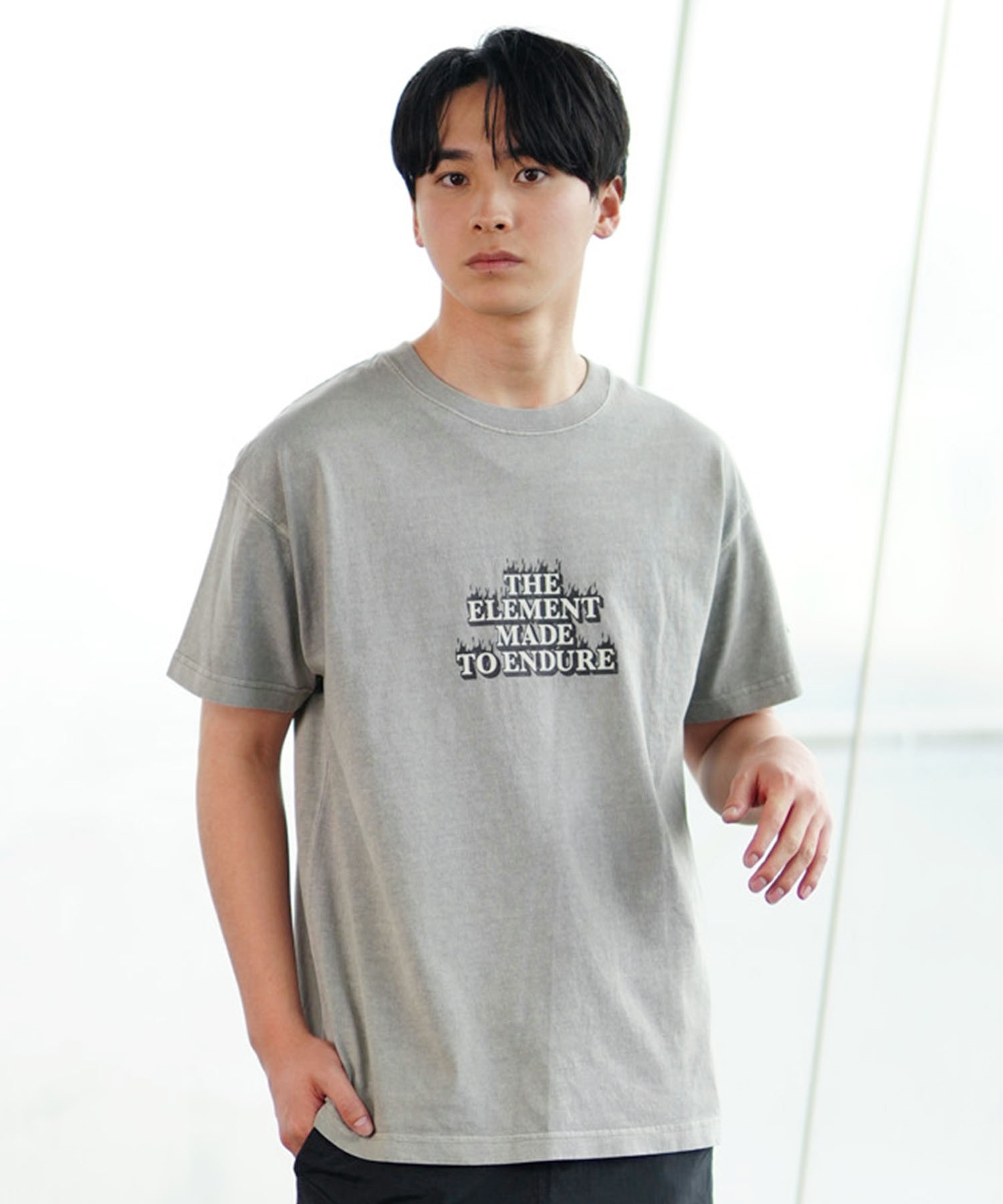ELEMENT エレメント メンズ 半袖Tシャツ ロゴT プリントTシャツ バックプリント BE021-213(SLV-M)