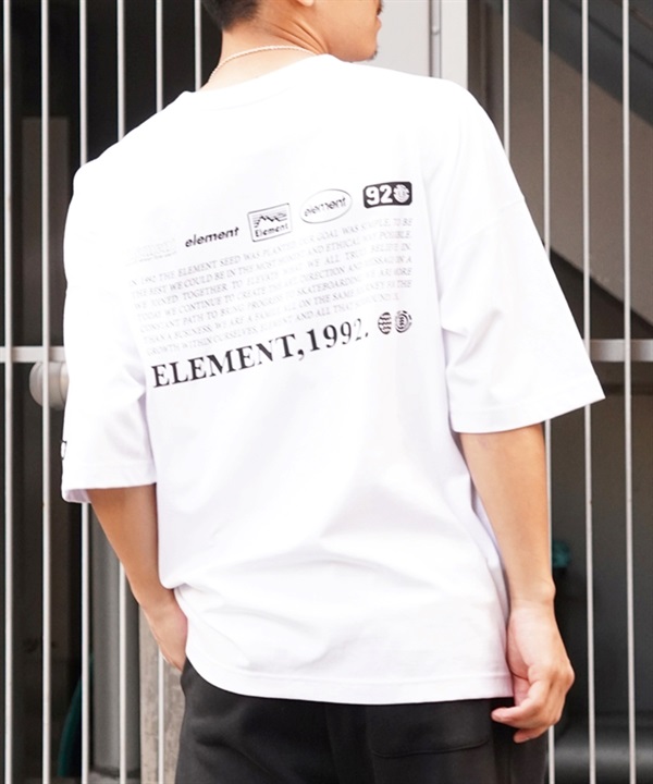 ELEMENT エレメント メンズ 半袖 Tシャツ バックプリント オーバーサイズ クルーネック 吸水速乾 BE021-224