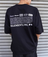 ELEMENT エレメント メンズ 半袖 Tシャツ バックプリント オーバーサイズ クルーネック 吸水速乾 BE021-224(FBK-M)