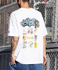 ELEMENT エレメント メンズ 半袖 Tシャツ オーバーサイズ バックプリント クルーネック タギング グラフィティ BE021-251(WHT-M)