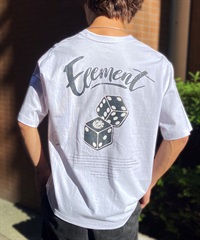 ELEMENT エレメント メンズ 半袖 Tシャツ オーバーサイズ ダイスロゴ バックプリント サイコロモチーフ ヴィンテージ風 かすれプリント BE021-252(WHT-M)