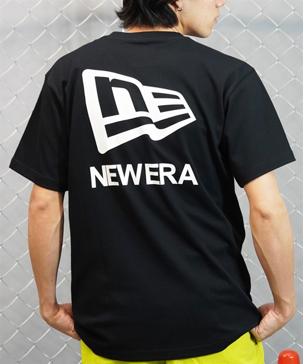 NEW ERA ニューエラ メンズ 半袖 Tシャツ バックプリント フラッグロゴ ワードマーク ブラック 14121829
