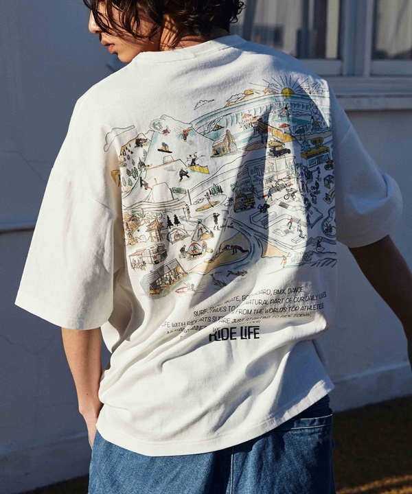 DEAR LAUREL ディアローレル メンズ 半袖 Tシャツ "Murasaki Park" バックプリント 吸水速乾 D24S2107