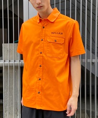 【マトメガイ対象】VOLCOM ボルコム メンズ 半袖 ワークシャツ バックプリント シンプル オレンジ A0412416