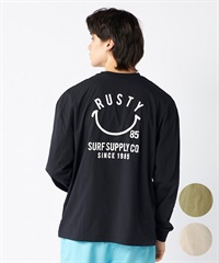 RUSTY ラスティー メンズ ラッシュガード 長袖 Tシャツ ロンT バックプリント ユーティリティ 水陸両用 UVカット 914472(BLK-M)