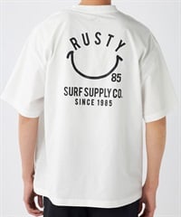 RUSTY ラスティー メンズ ラッシュガード 半袖 Tシャツ バックプリント ユーティリティ 水陸両用 UVカット 914473(WHT-M)