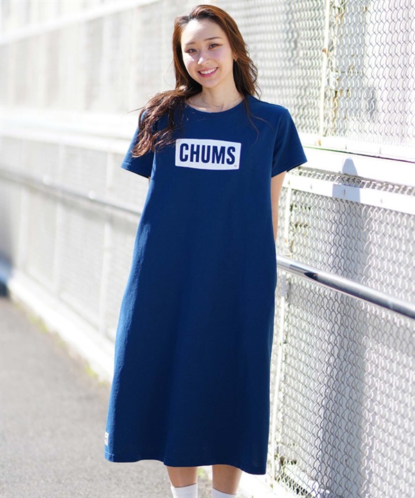 【マトメガイ対象】CHUMS チャムス CHUMS Logo Dress レディース ワンピース ロゴ ショートスリーブ CH18-1259