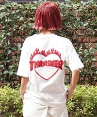 【ムラサキスポーツ限定】THRASHER スラッシャー レディース Tシャツ バーニングハートロゴ ボックスシルエット THML-24SPSST03