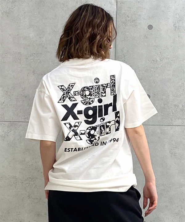 【マトメガイ対象】X-girl/エックスガール CAMO TRIPLE LOGO SS TEE 105242011037 レディース Tシャツ ムラサキスポーツ限定
