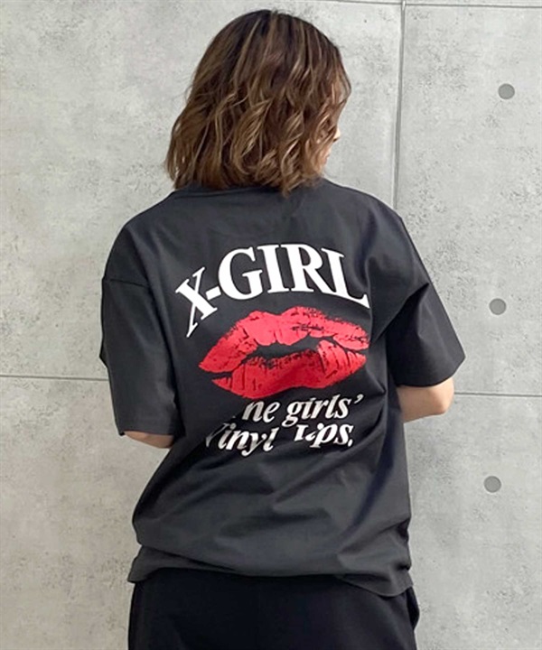 X-girl/エックスガール LIP SS TEE 105242011043 レディース  Tシャツ ムラサキスポーツ限定