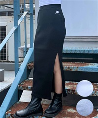 DC ディーシー レディース ロングスカート スリット リブ ワンポイント 刺繍ロゴ セットアップ対応 LSK242307
