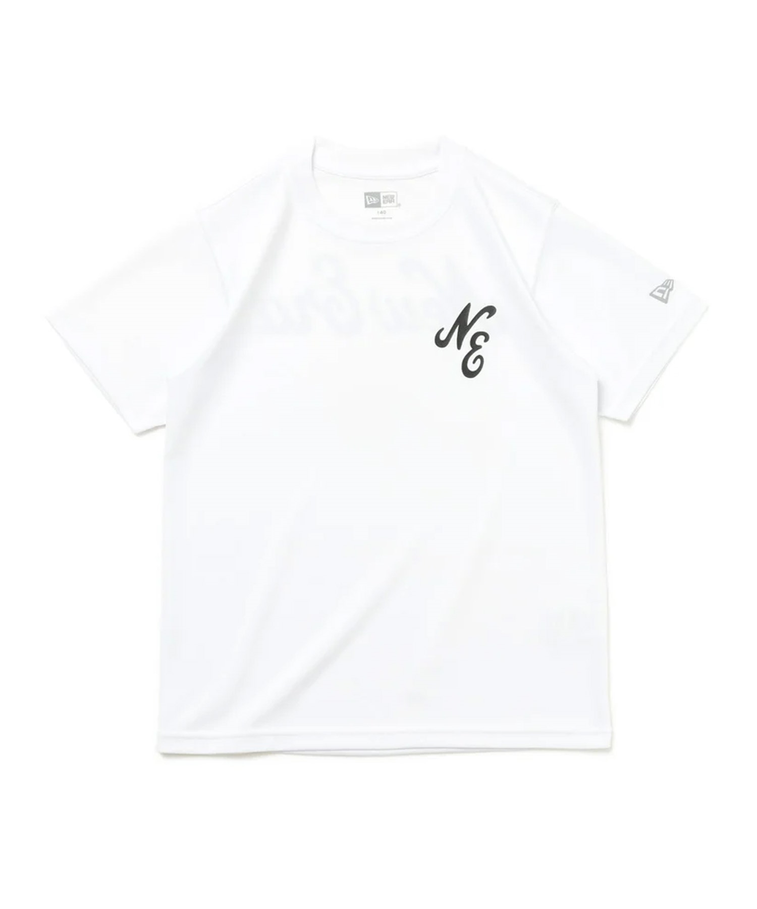 NEW ERA ニューエラ キッズ Youth 半袖 テック Tシャツ Classic Logo ホワイト バックプリント 吸汗速乾 UVカット 14111848(WHI-130cm)