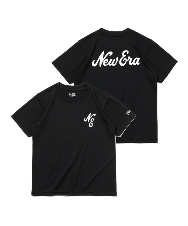 NEW ERA ニューエラ キッズ Youth 半袖 テック Tシャツ Classic Logo ブラック バックプリント 吸汗速乾 UVカット 14111849