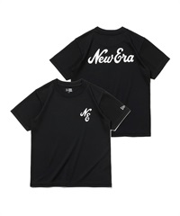 NEW ERA ニューエラ キッズ Youth 半袖 テック Tシャツ Classic Logo ブラック バックプリント 吸汗速乾 UVカット 14111849(BLK-130cm)