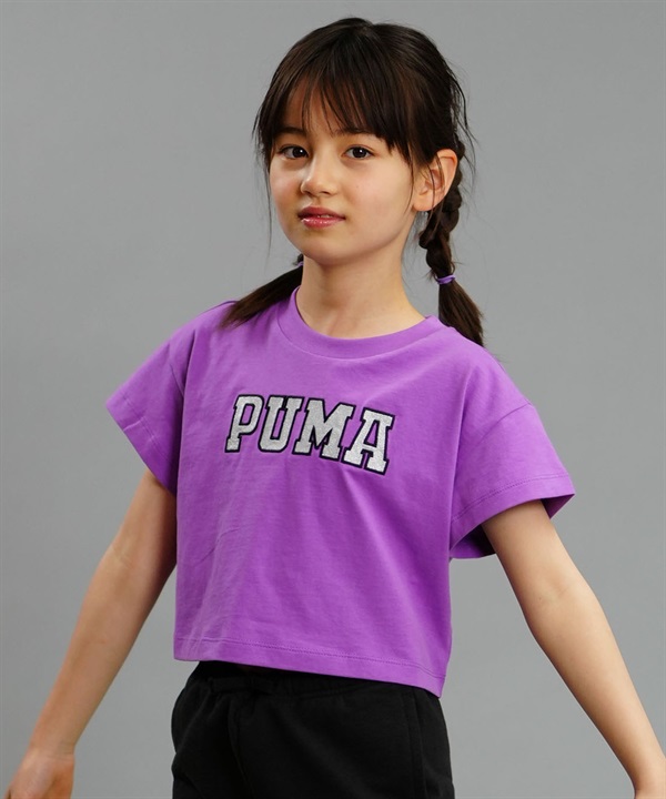 PUMA プーマ GRAPHICS DANCING QUEEN キッズ 半袖 Tシャツ ガールズ ショート丈 ロゴ 625653