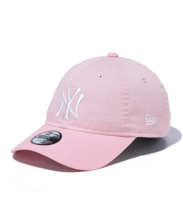 NEW ERA ニューエラ キッズ Youth 9TWENTY ウォッシュドコットン ニューヨーク・ヤンキース ピンク × ホワイト キッズ キャップ 帽子 13565796