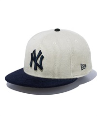 NEW ERA/ニューエラ 59FIFTY MLB Corduroy コーデュロイ ニューヨーク・ヤンキース ライトベージュ ネイビーバイザー キャップ 帽子 13751134