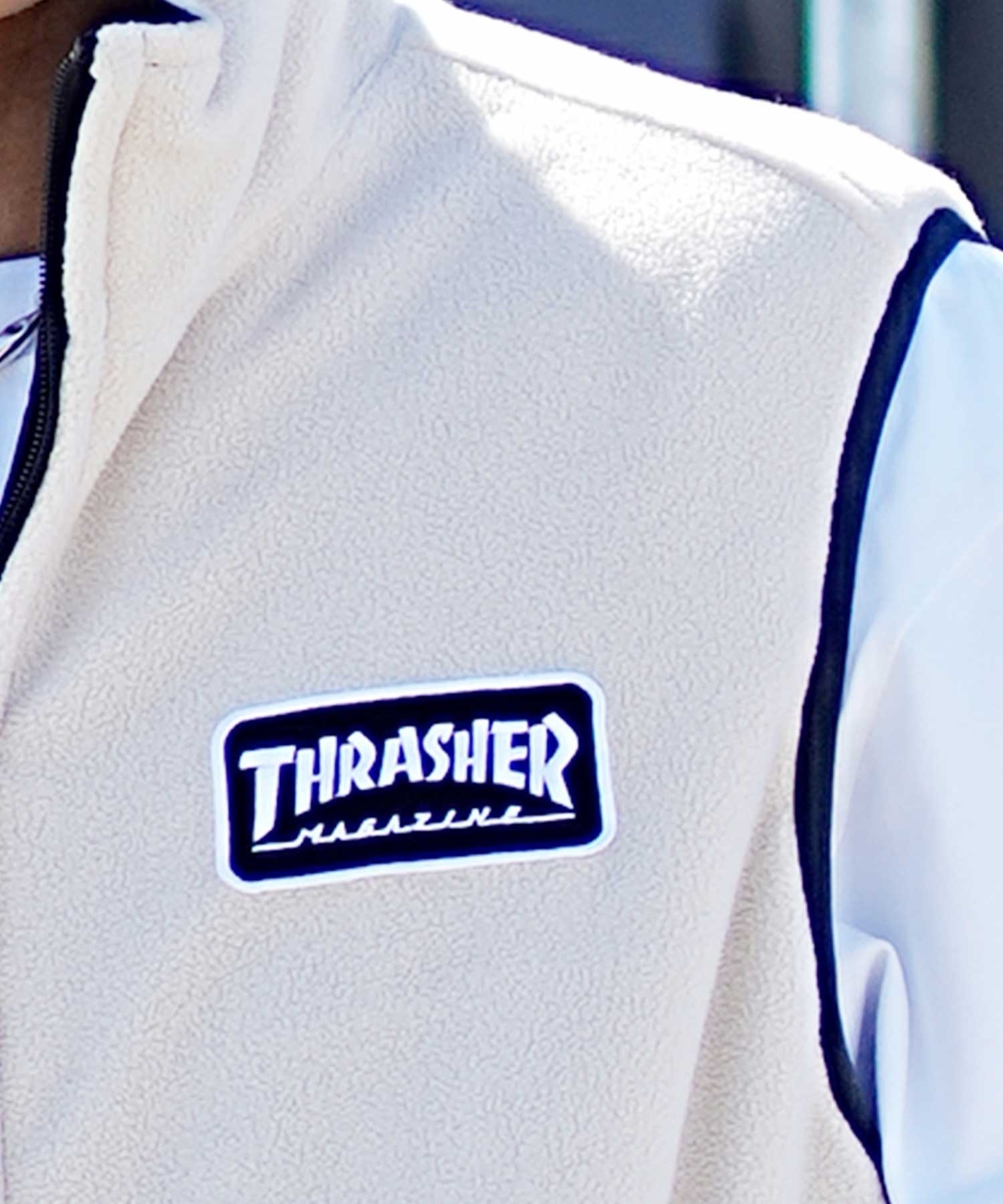 THRASHER/スラッシャー メンズ リバーシブル ベスト ナイロン フリース スタンドカラー 23MS-JKT2 ムラサキスポーツ限定(BLK-M)