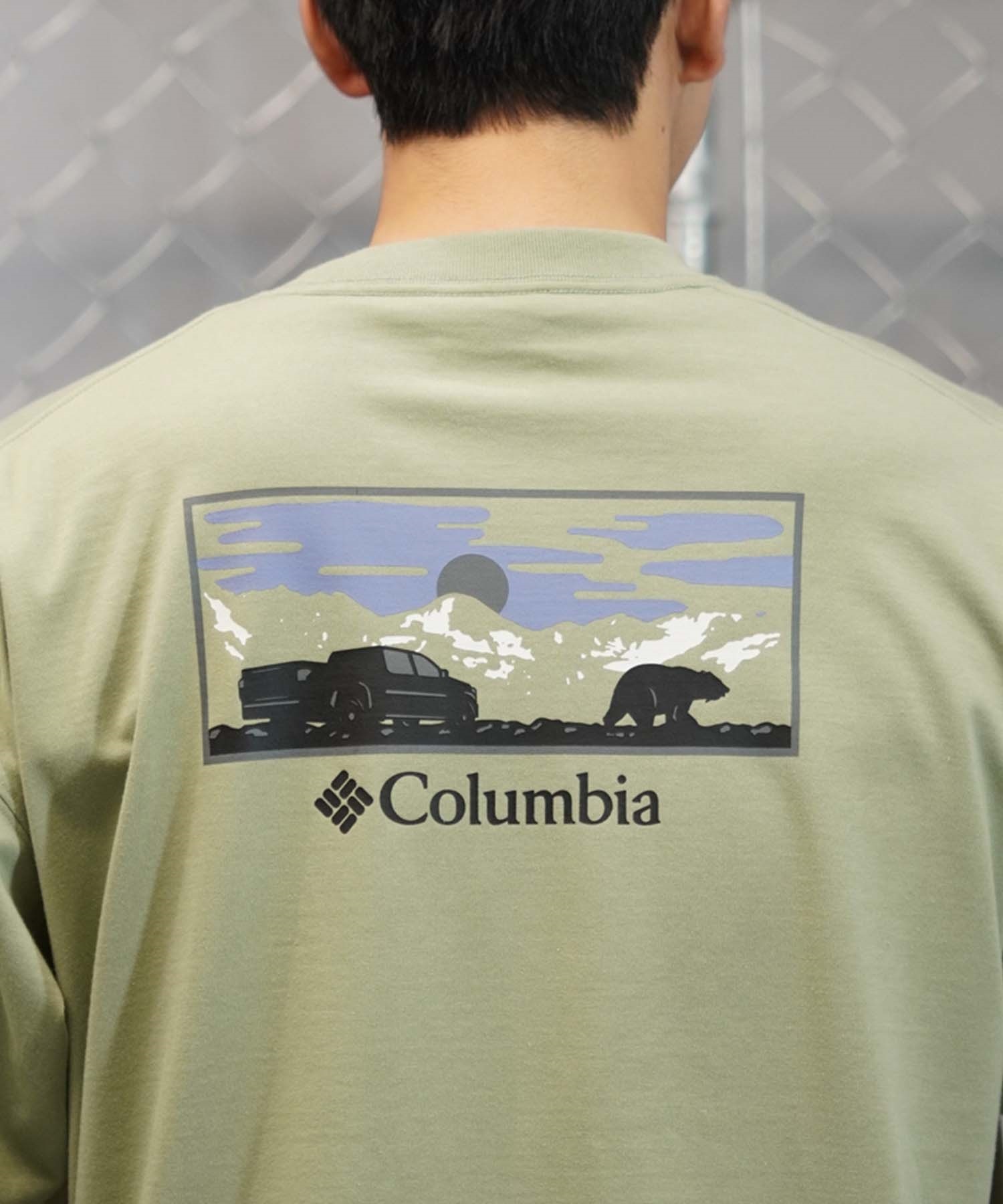 【マトメガイ対象】【ムラサキスポーツ限定】columbia コロンビア メンズ オーバーサイズ Tシャツ 半袖T UVケア バックプリント PM4502(348-M)