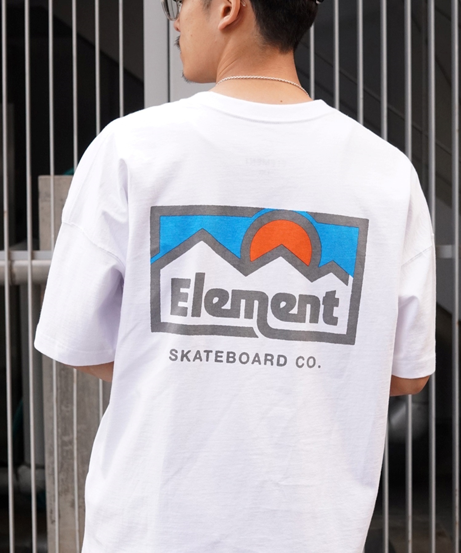 【マトメガイ対象】ELEMENT エレメント メンズ 半袖 Tシャツ オーバーサイズ バックプリント クルーネック BE021-223(WHT-M)