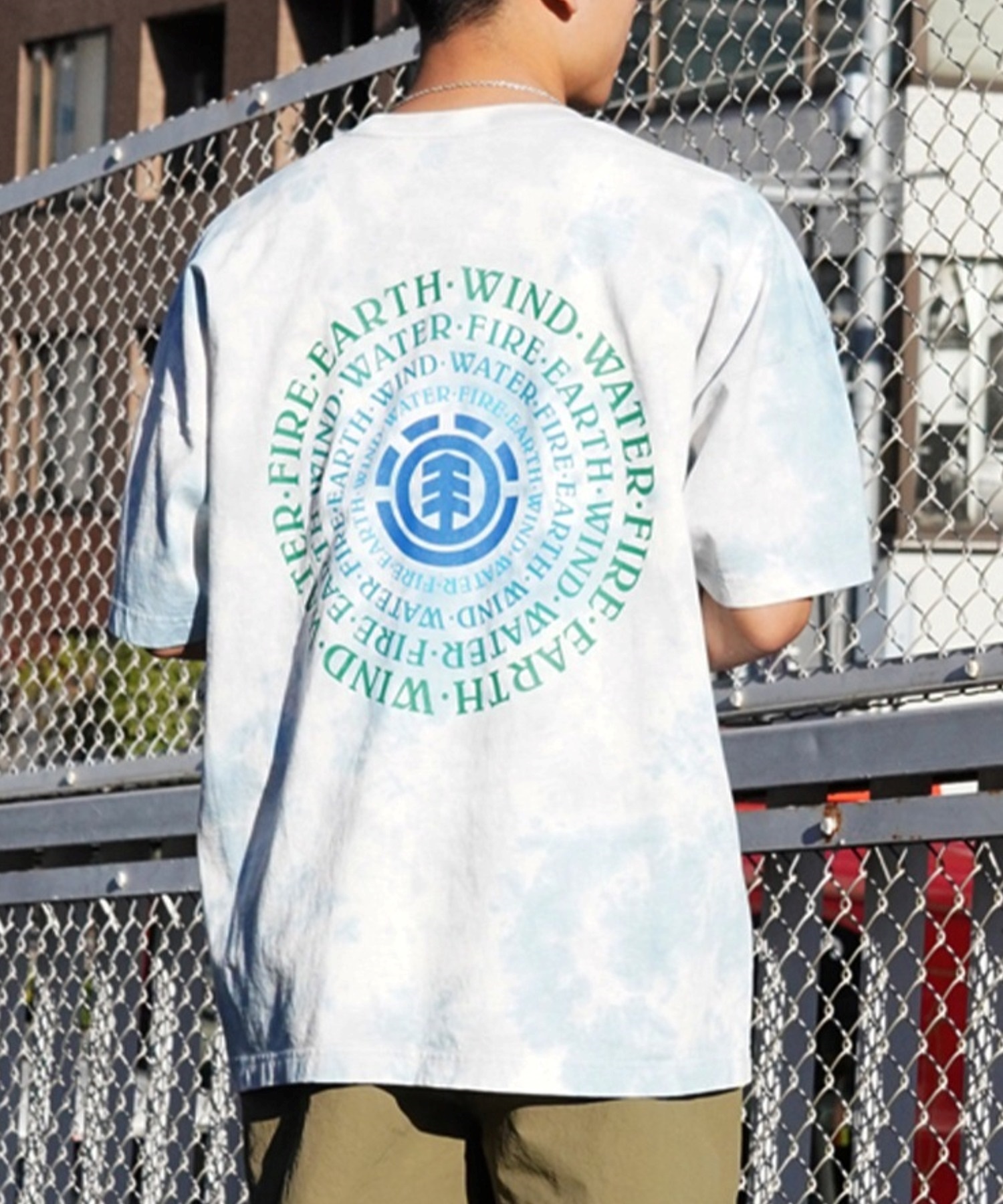 ELEMENT エレメント メンズ 半袖 Tシャツ オーバーサイズ バックプリント サークルロゴ BE021-250(WHT-M)