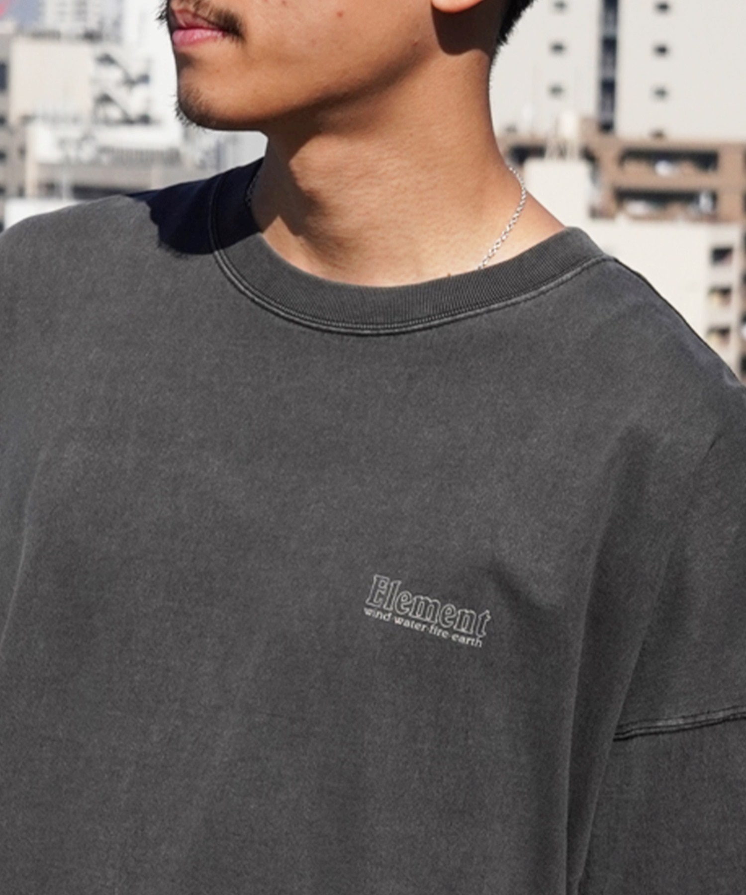 ELEMENT エレメント メンズ 半袖 Tシャツ オーバーサイズ バックプリント サークルロゴ BE021-250(WHT-M)