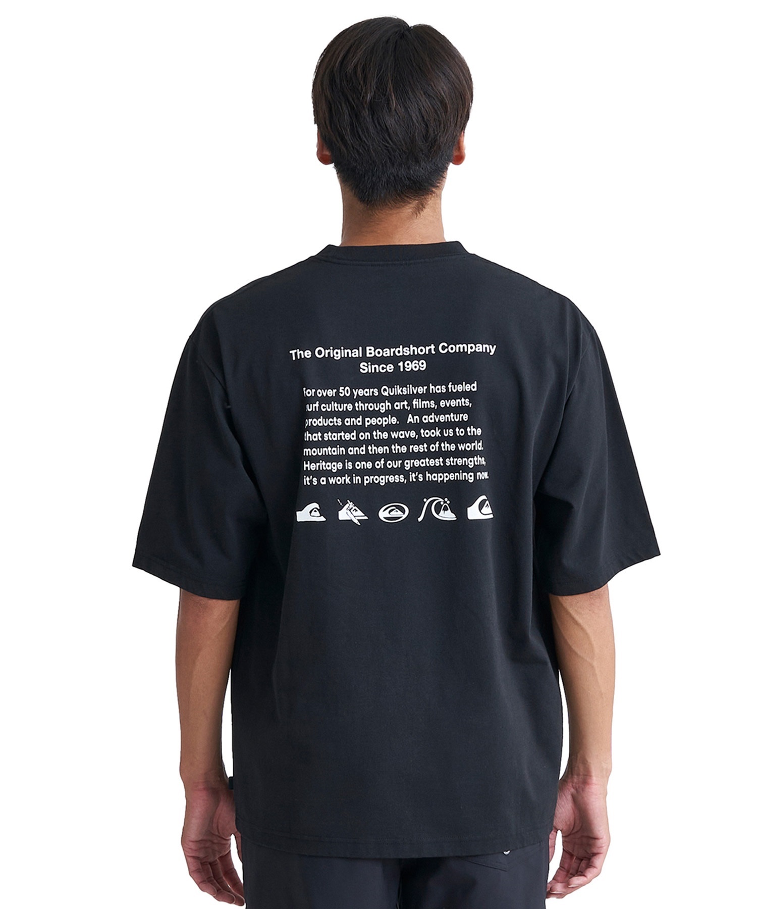 QUIKSILVER クイックシルバー メンズ ポケットTシャツ 半袖 ポケT バックプリント クルーネック オーバーサイズ QST242010(NVY-M)