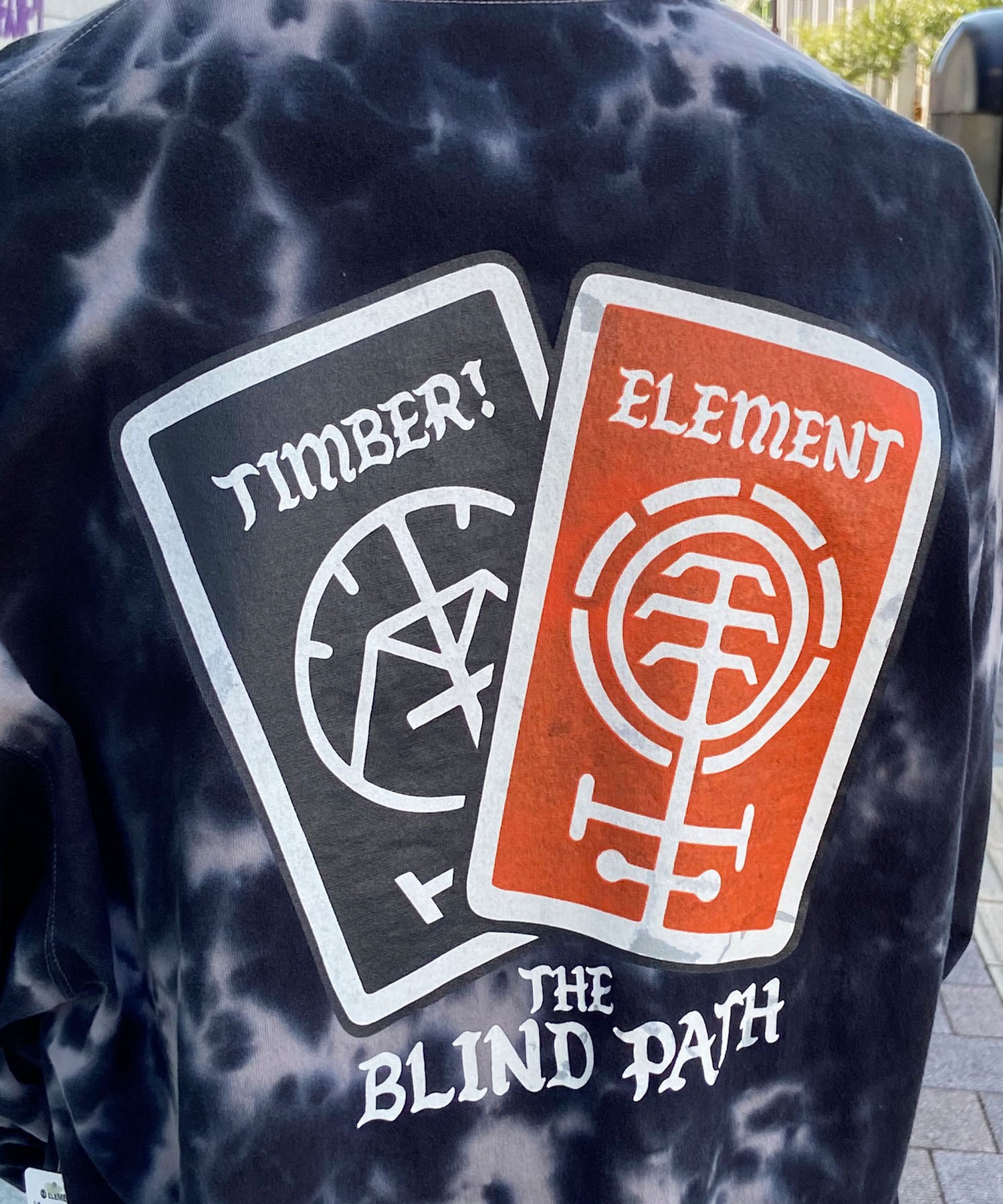 ELEMENT エレメント メンズ 長袖 Tシャツ ロンT ビッグロゴ バックプリント ルーズシルエット ストリート BE021-055(FBK-M)