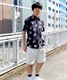 VOLCOM/ボルコム 総柄 レーヨンシャツ/レギュラーカラー サマーシャツ A0422304(BLK-M)