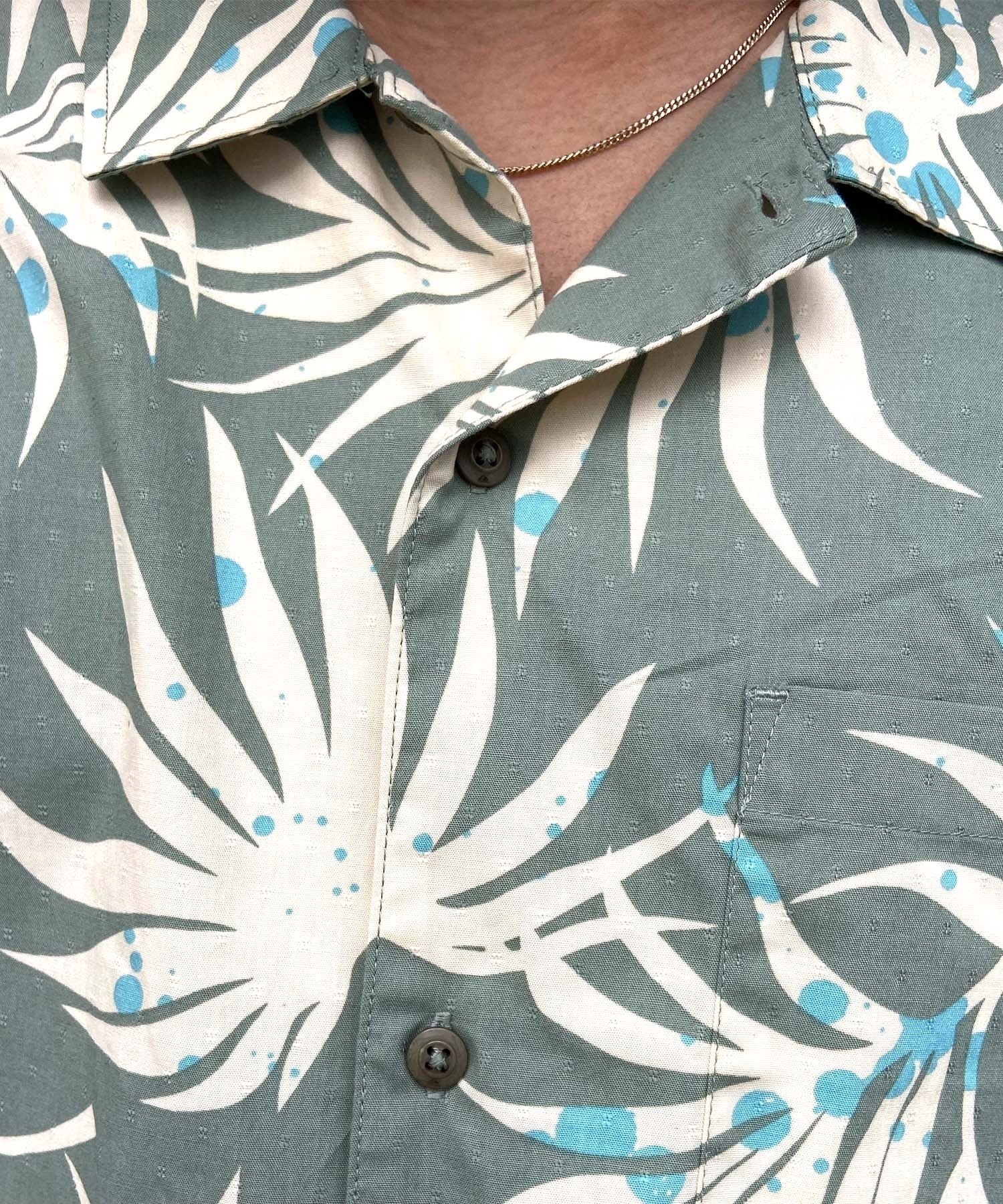 QUIKSILVER クイックシルバー メンズ 半袖 シャツ アロハシャツ とろみシャツ 総柄 レギュラーフィット 胸ポケット AQYWT03324(GLW6-M)