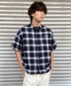 ELEMENT エレメント オンブレチェックシャツ メンズ オープンカラーシャツ オーバーサイズサマーシャツ BE021-124(BLU-M)