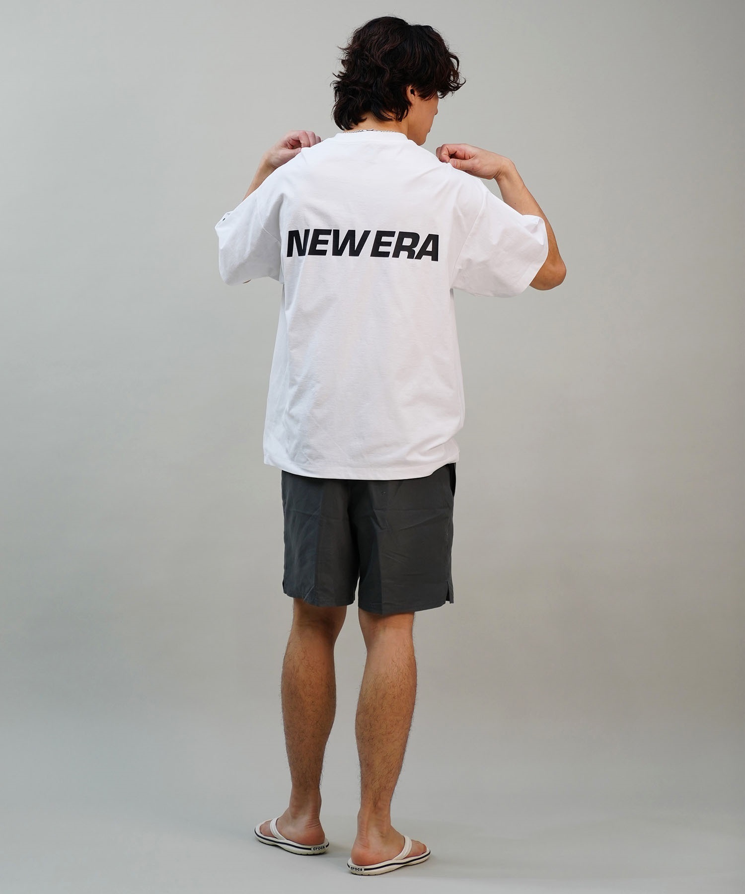 NEW ERA ニューエラ メンズ 半袖 Tシャツ ラッシュガード 水陸両用 ユーティリティ バックプリント 吸汗速乾 UVケア 14109969(WHI-M)