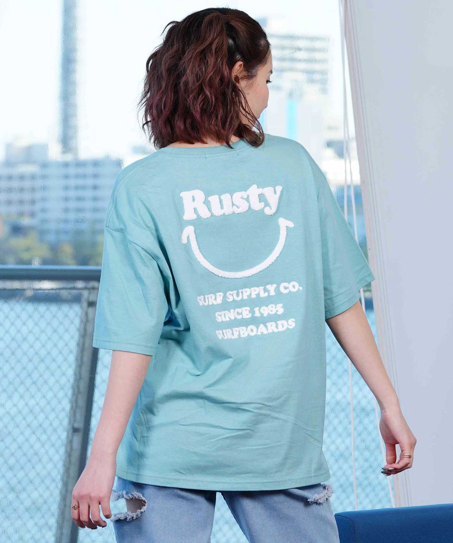 RUSTY ラスティー レディース 半袖 Tシャツ LOGO 924506(CGY-M)
