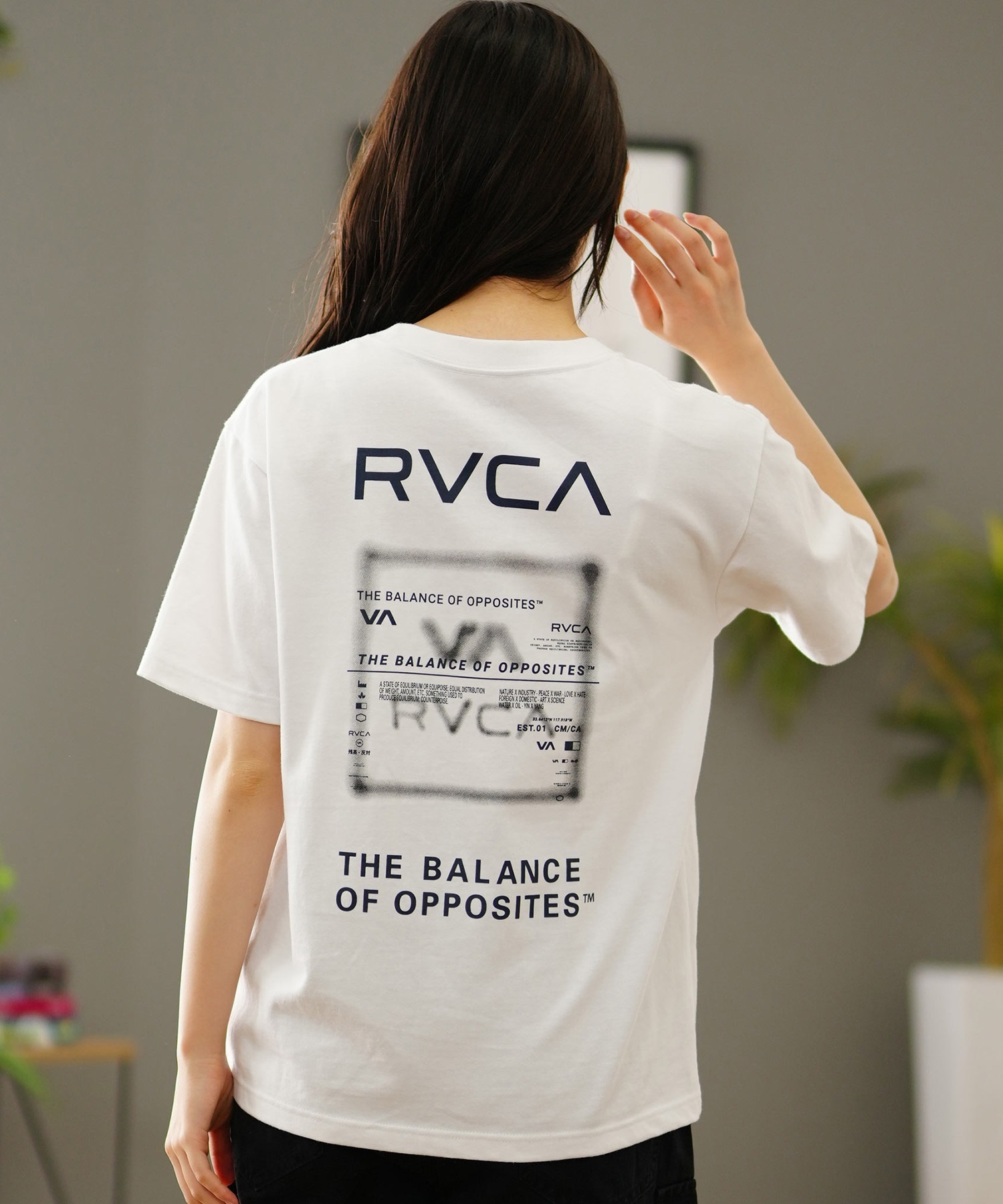 RVCA ルーカ レディース オーバーサイズTシャツ バックプリント BE04C-212(BLK-S)