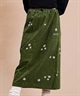 RVCA/ルーカ レディース ロング スカート フラワー柄 刺繍 コーデュロイ BD044-726(BLK-S)