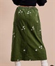 RVCA/ルーカ レディース ロング スカート フラワー柄 刺繍 コーデュロイ BD044-726(BLK-S)