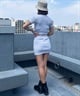 DC ディーシー レディース ショートスカート ミニスカート リブ ワンポイント 刺繍ロゴ セットアップ対応 LSK242302(WHT-S)