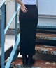 DC ディーシー レディース ロングスカート スリット リブ ワンポイント 刺繍ロゴ セットアップ対応 LSK242307(BLK-S)