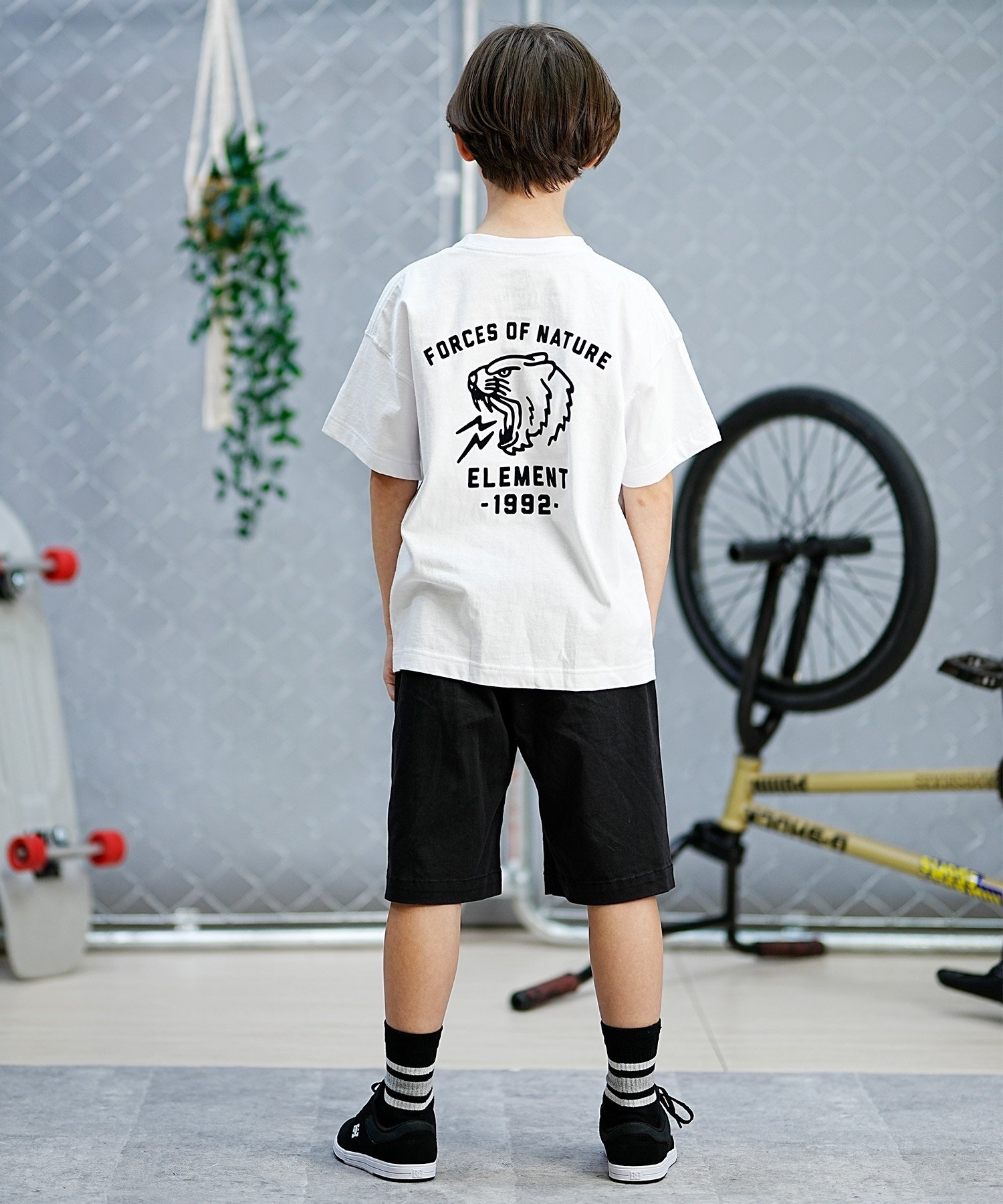ELEMENT エレメント キッズ 半袖 Tシャツ バックプリント タイガー 虎モチーフ スケートボード BE025-231(BTD-130cm)