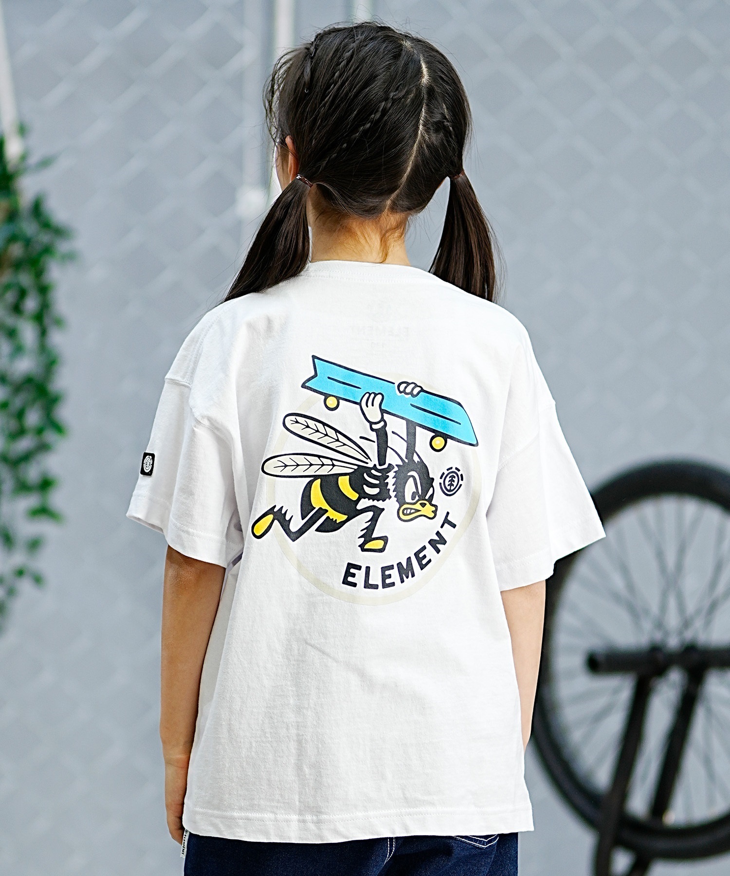 ELEMENT エレメント キッズ 半袖 Tシャツ バックプリント 蜂モチーフ キャラクター 親子コーデ スケートボード BE025-232(SBK-130cm)