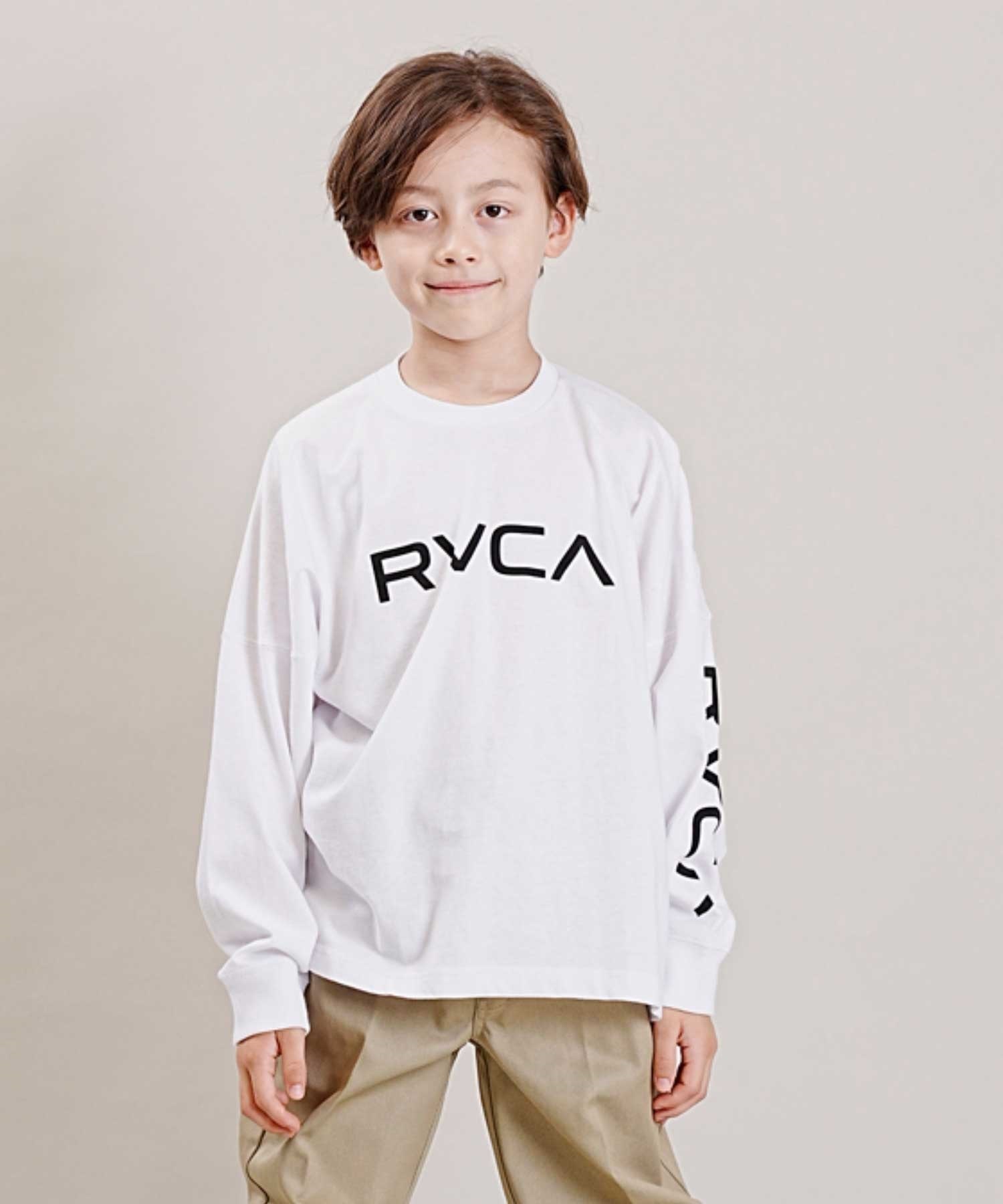 RVCA/ルーカ RVCA BALANCE LT キッズ ジュニア 長袖 Tシャツ ロンT 背中 腕 ロゴ BD046-064(WHT-130cm)