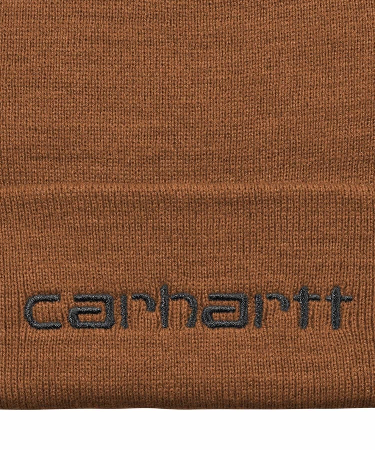Carhartt/カーハート ビーニー ニット帽 ダブル SCRIPT BEANIE I030884(BR/BK-FREE)