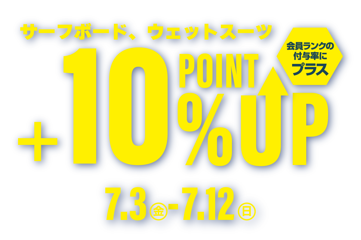 サーフボード、ウェットスーツ POINT+10％UP