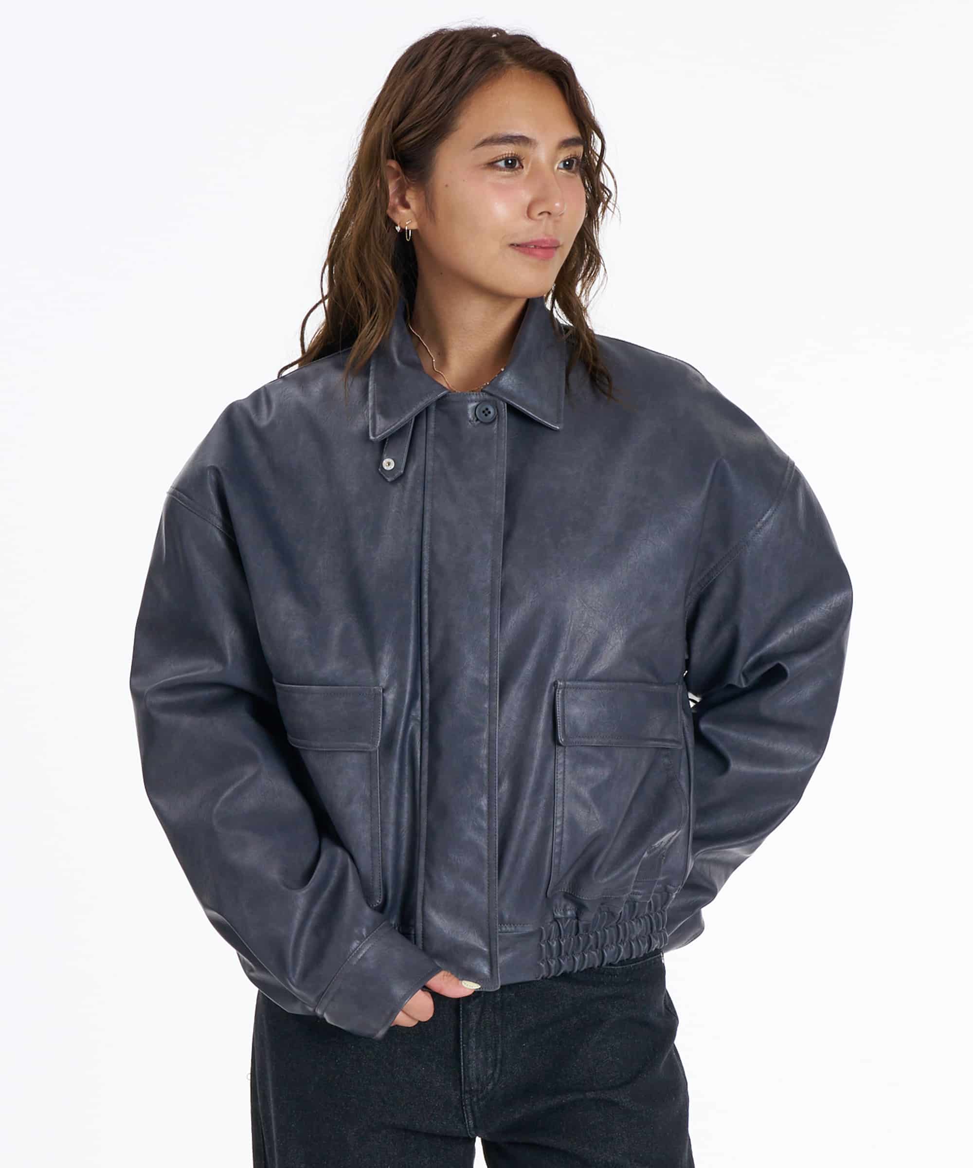 ECO LEATHER JACKET（GRY）