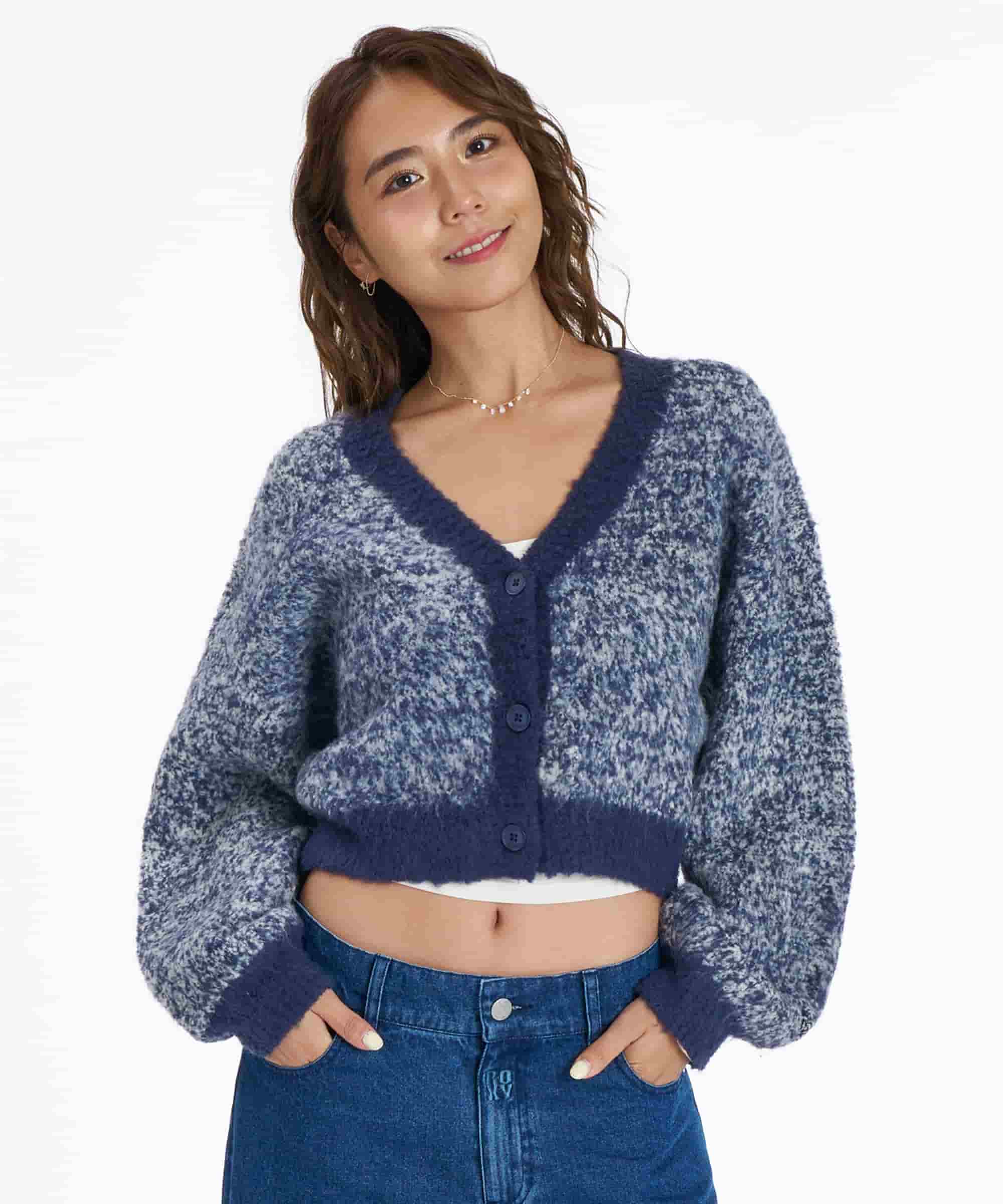 MIX KNIT CARDIGAN（NVY）